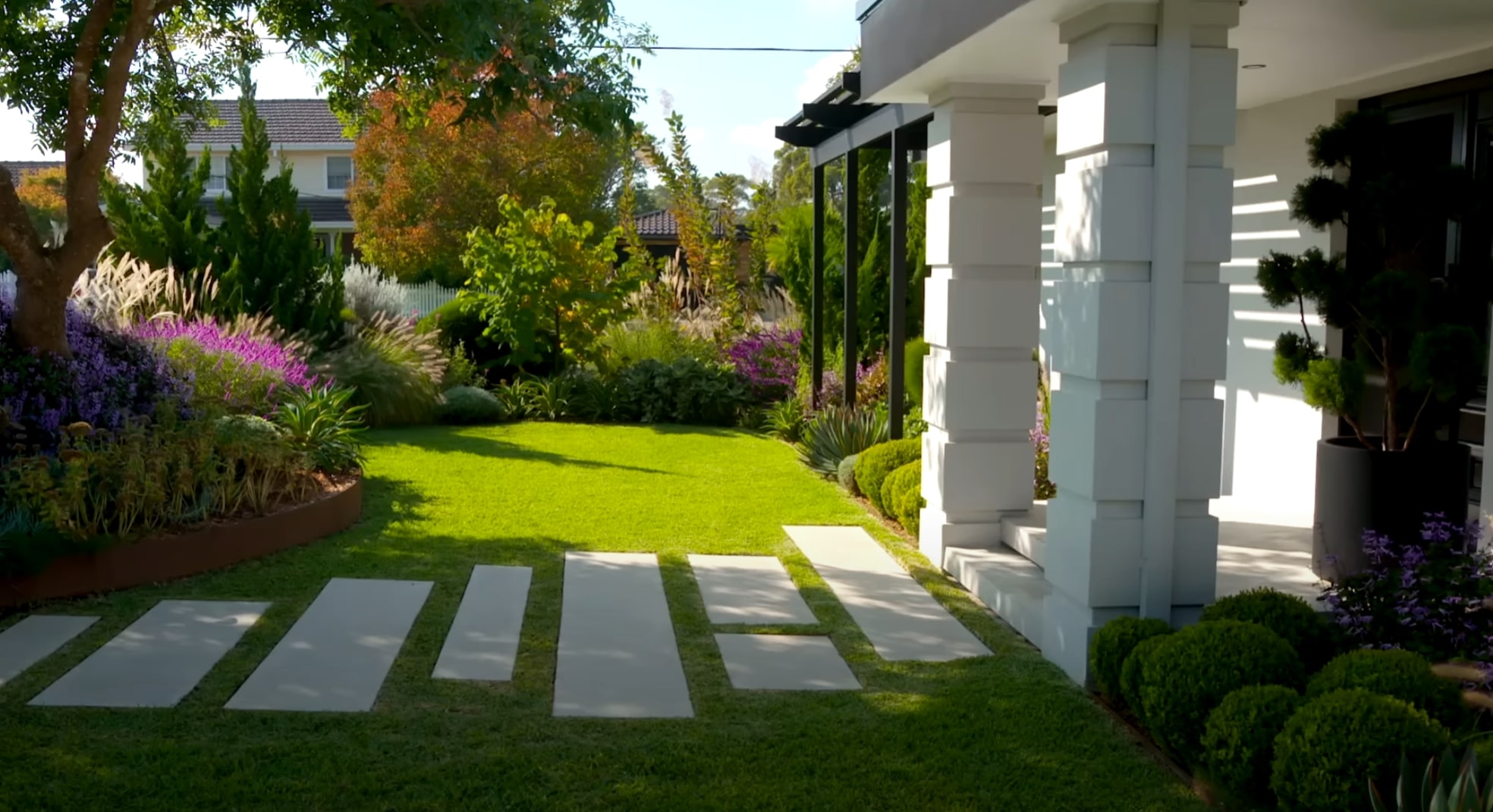 Beautiful maintained lawn with proper edging and landscaping